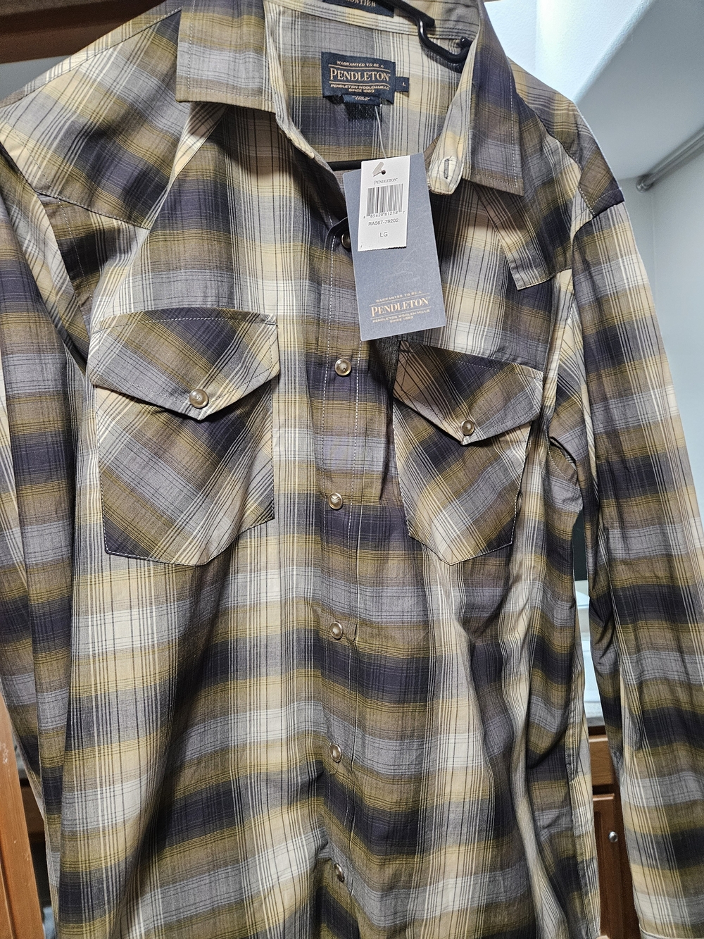 Pendleton Olive & Navy Plaid Button-Up Shirt